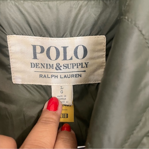 Polo Ralph Lauren Denim and Supply Water Repellent Cropped Quilted Jacket Sz L - Picture 9 of 9